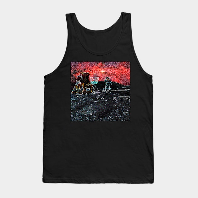 Trippy Moon landing flag salute with amazing sky Tank Top by Cobb's Creations